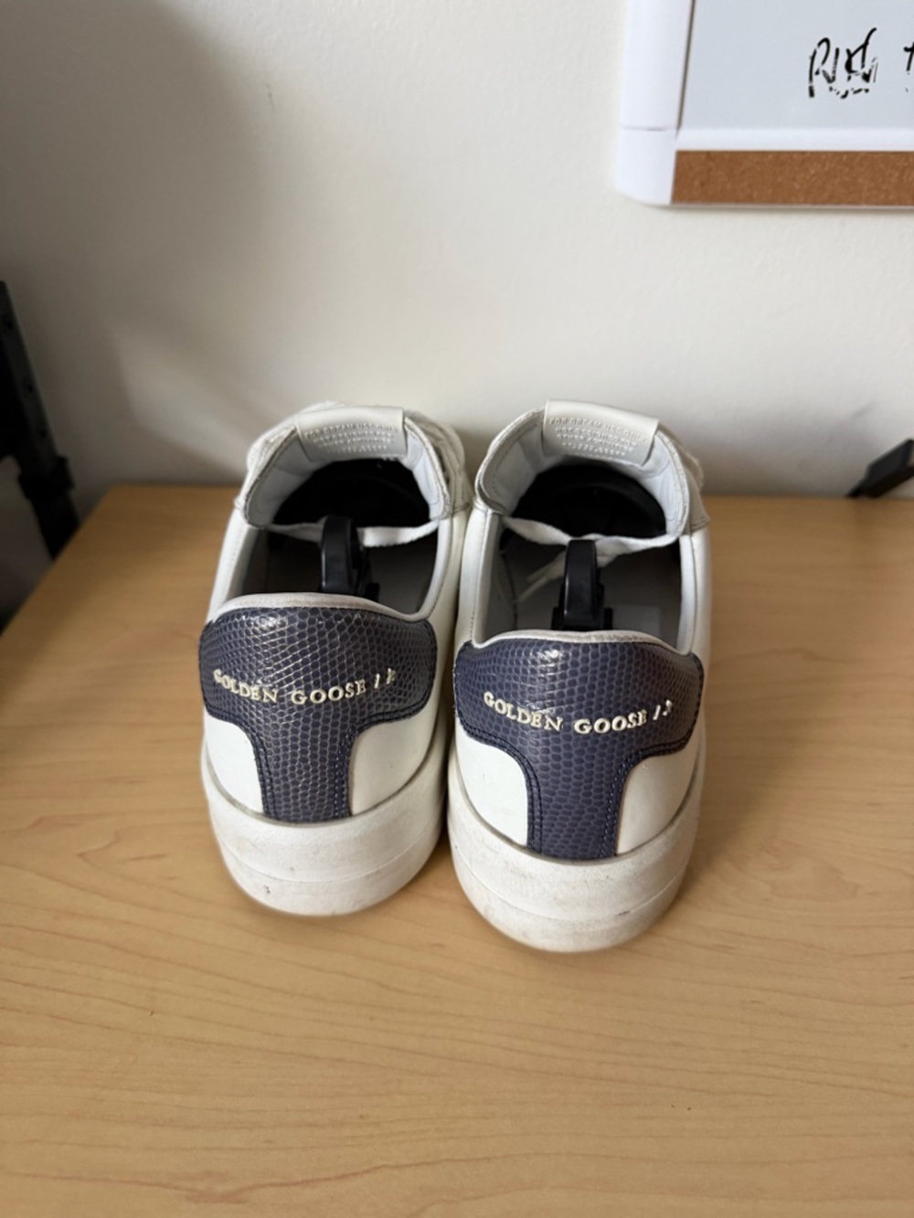 Golden Goose White Leather Sneakers with Navy Heel Tab - Picture 6 of 6
